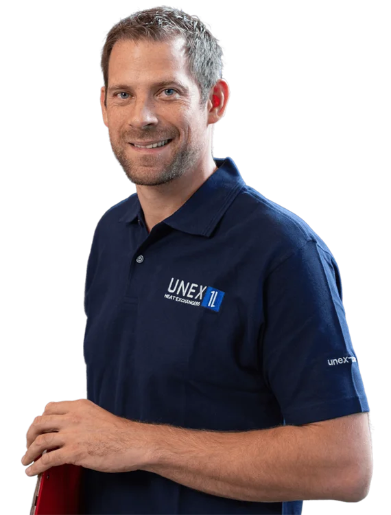 HEXCHANGE employee in a UNEX shirt