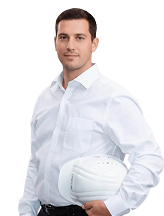 HEXCHANGE employee wearing a safety helmet
