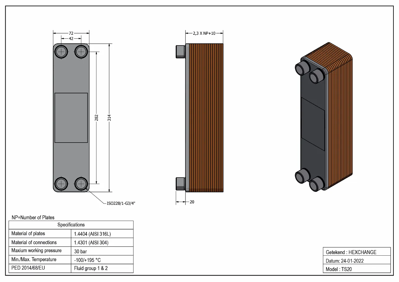 Plan technique avec les dimensions de TS20-30
